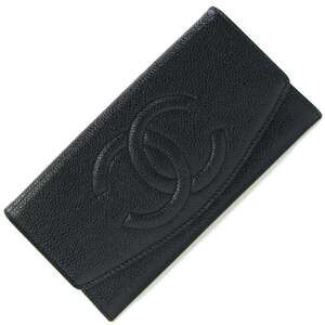 CHANEL Black Caviar Leather Logo Wallet